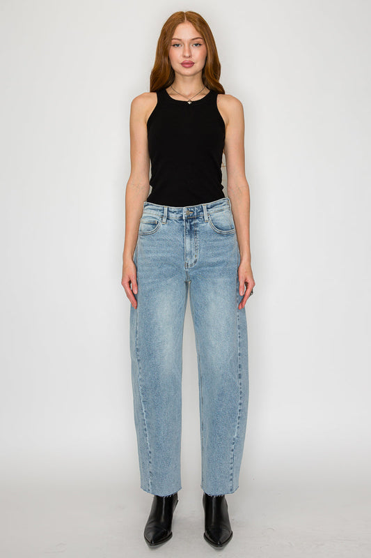 Harlow High Waisted Barrel Jeans Blue by Artemis