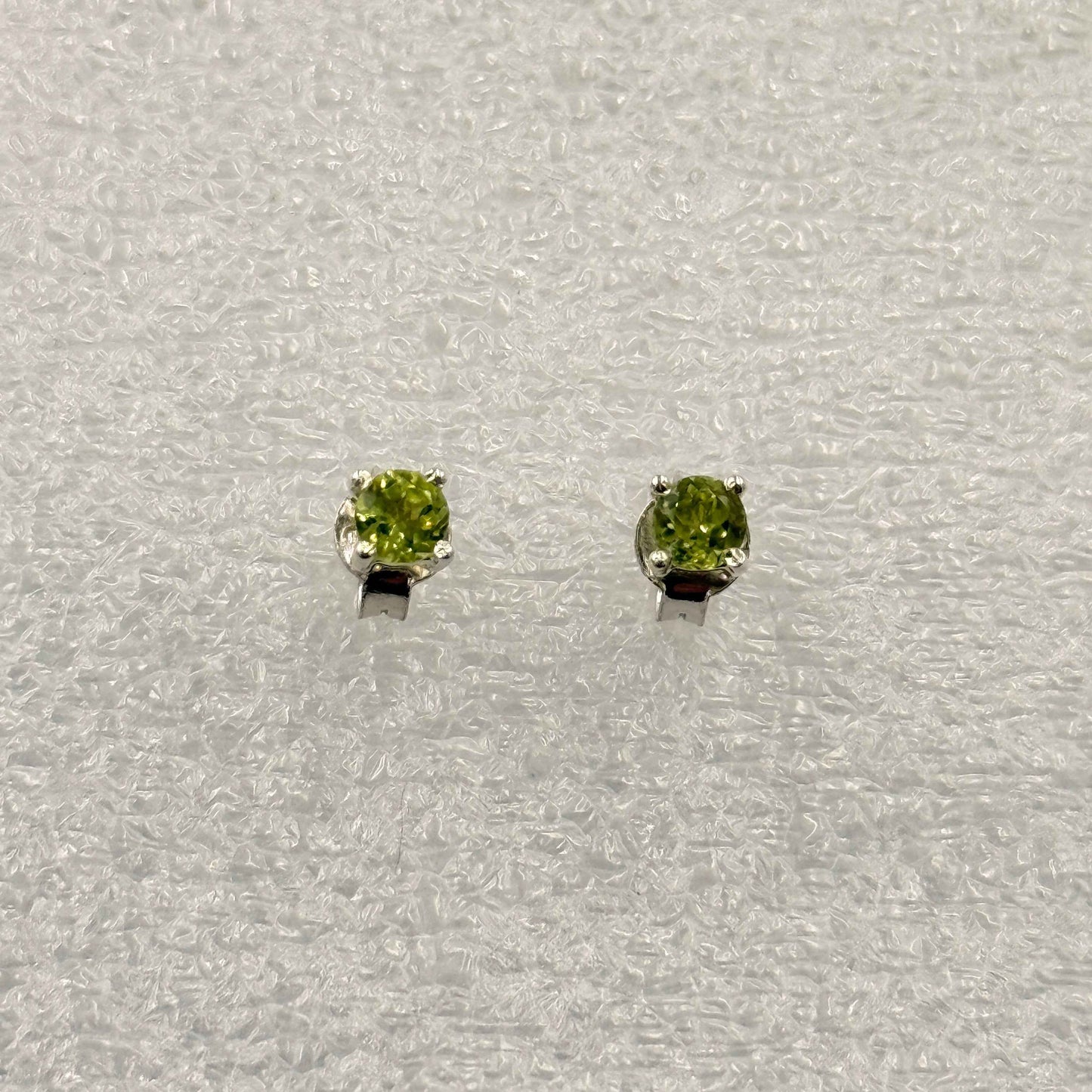 Sterling Silver Round Peridot Post Earrings Size 2