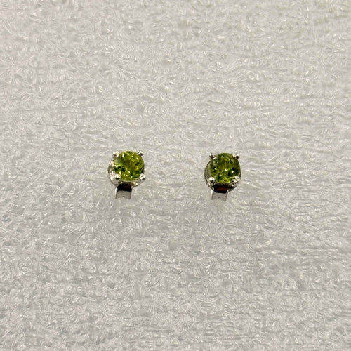 Sterling Silver Round Peridot Post Earrings Size 2