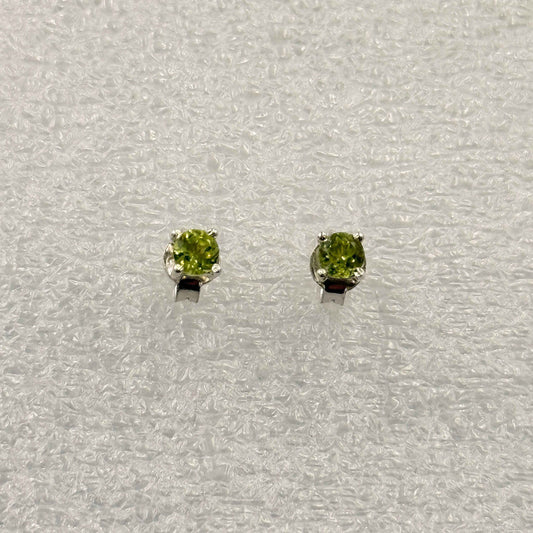 Sterling Silver Round Peridot Post Earrings Size 2