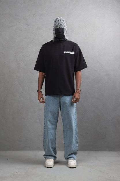 Oversize Cotton Tee - Layered Patch "What We Wear" Shirt