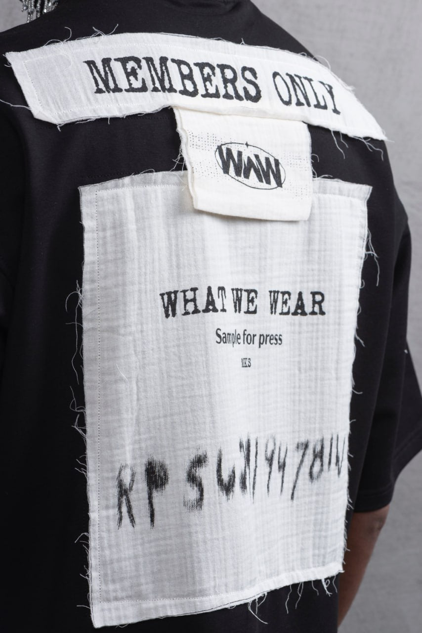 Oversize Cotton Tee - Layered Patch "What We Wear" Shirt