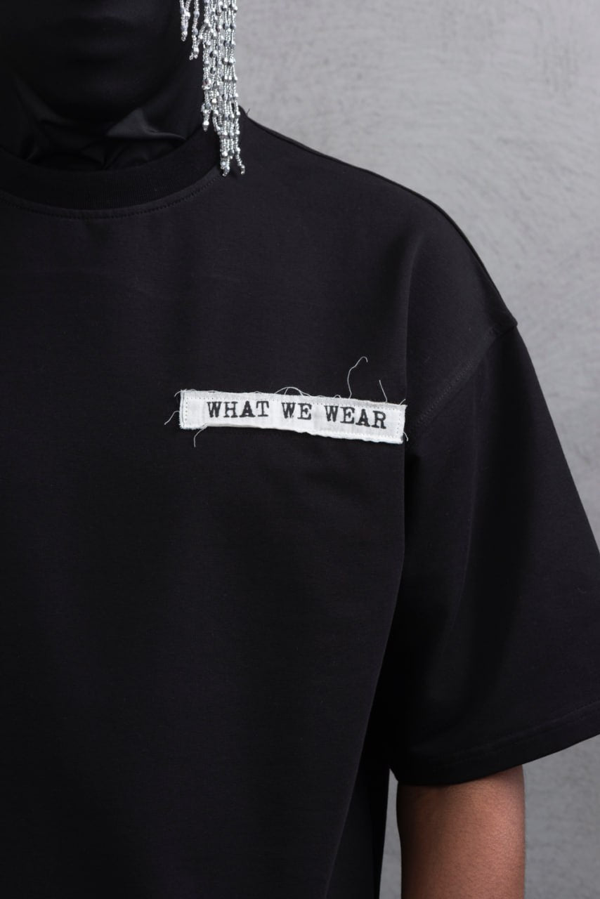 Oversize Cotton Tee - Layered Patch "What We Wear" Shirt