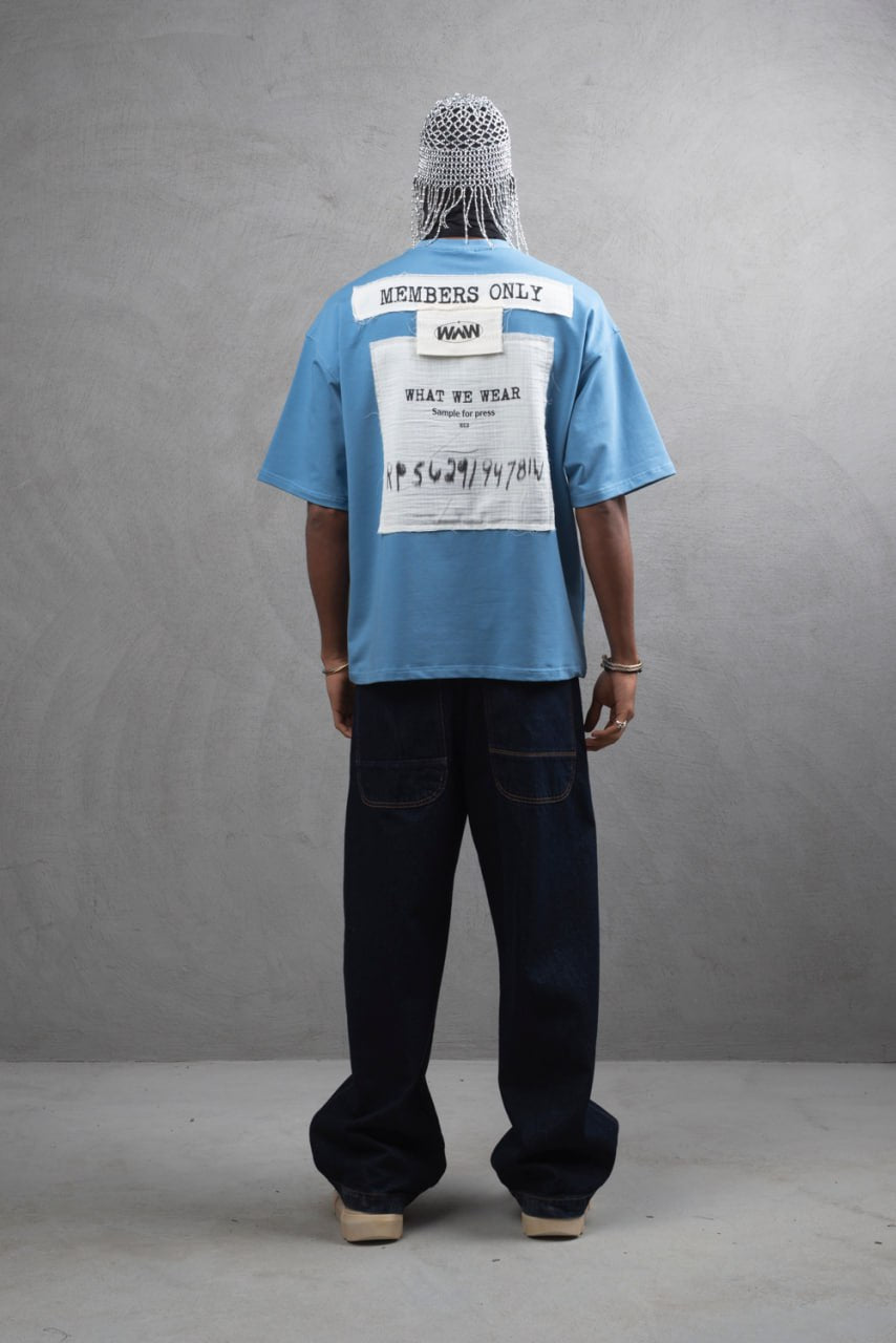 Oversize Cotton Tee - Layered Patch "What We Wear" Shirt
