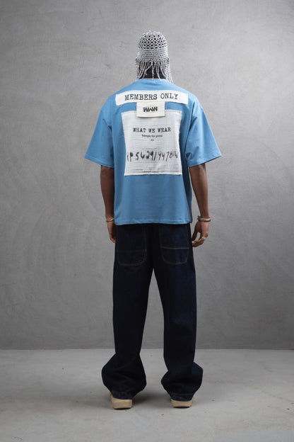 Oversize Cotton Tee - Layered Patch "What We Wear" Shirt