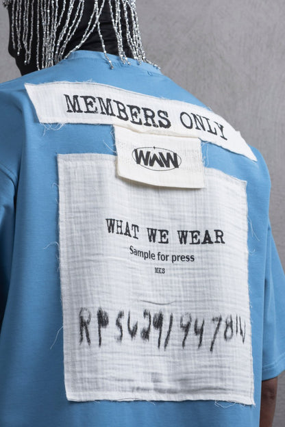 Oversize Cotton Tee - Layered Patch "What We Wear" Shirt