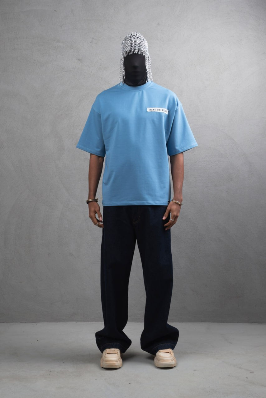Oversize Cotton Tee - Layered Patch "What We Wear" Shirt