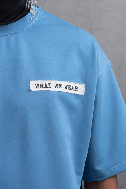 Oversize Cotton Tee - Layered Patch "What We Wear" Shirt