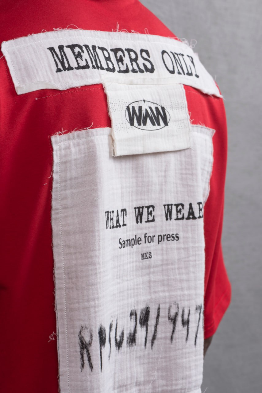 Oversize Cotton Tee - Layered Patch "What We Wear" Shirt