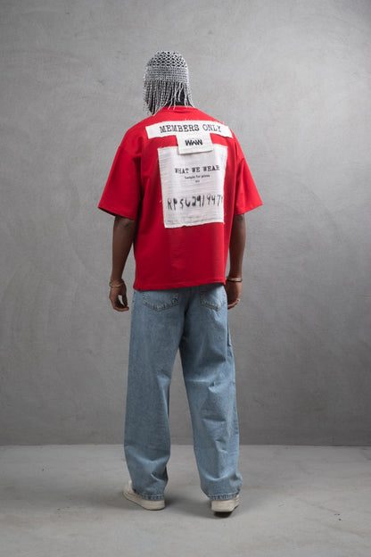 Oversize Cotton Tee - Layered Patch "What We Wear" Shirt