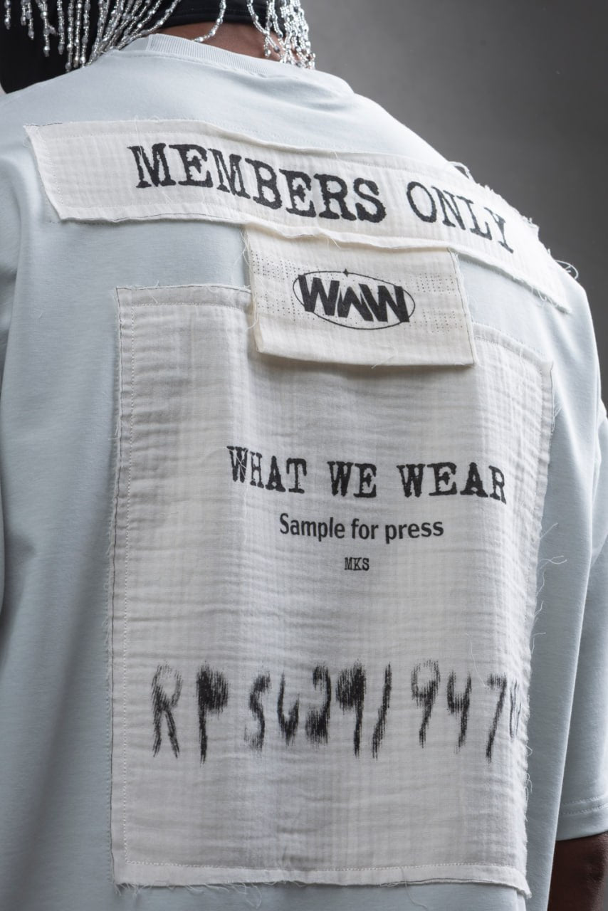 Oversize Cotton Tee - Layered Patch "What We Wear" Shirt