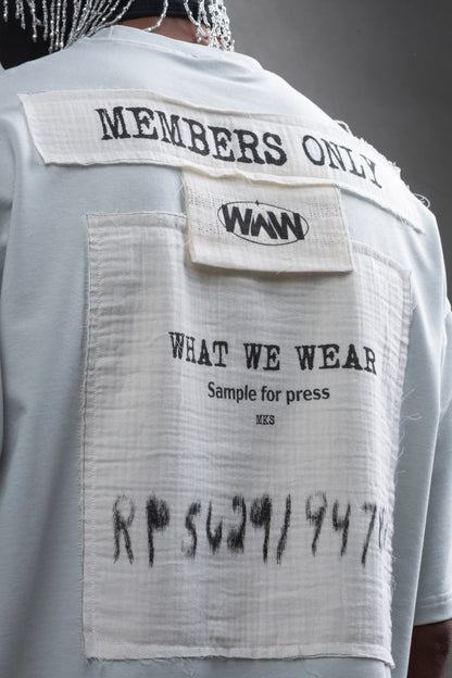 Oversize Cotton Tee - Layered Patch "What We Wear" Shirt