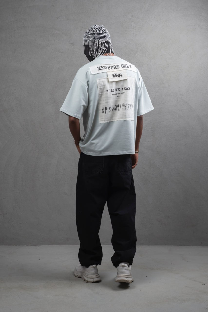 Oversize Cotton Tee - Layered Patch "What We Wear" Shirt