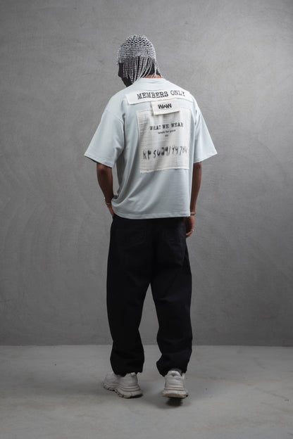 Oversize Cotton Tee - Layered Patch "What We Wear" Shirt