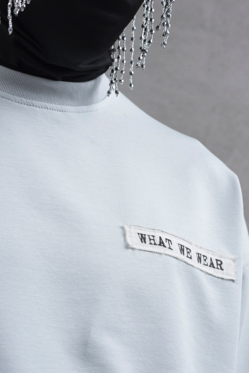 Oversize Cotton Tee - Layered Patch "What We Wear" Shirt