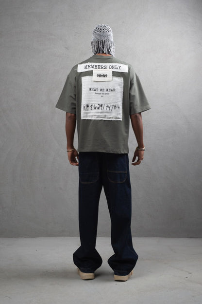 Oversize Cotton Tee - Layered Patch "What We Wear" Shirt