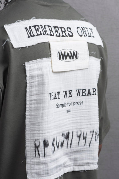 Oversize Cotton Tee - Layered Patch "What We Wear" Shirt