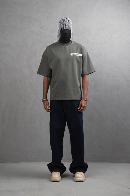Oversize Cotton Tee - Layered Patch "What We Wear" Shirt
