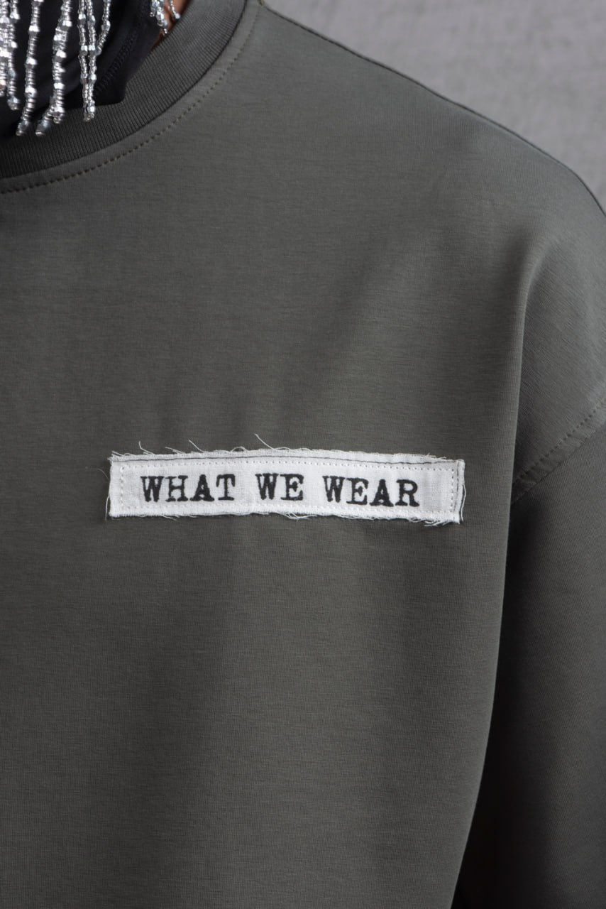 Oversize Cotton Tee - Layered Patch "What We Wear" Shirt