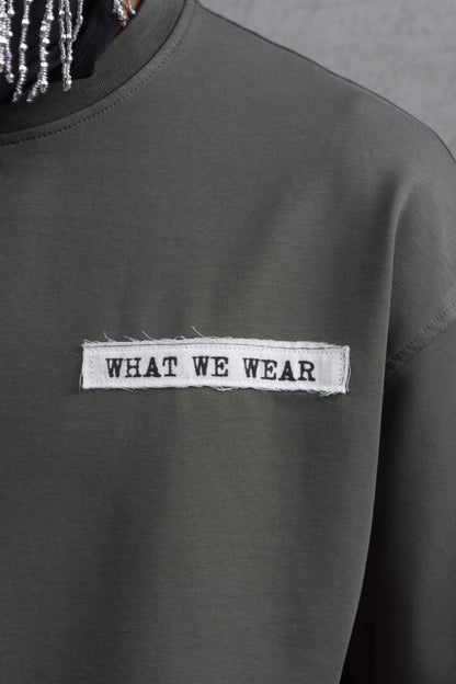 Oversize Cotton Tee - Layered Patch "What We Wear" Shirt