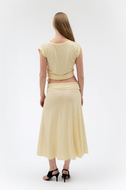 FOLDOVER FLARED MAXI SKIRT IN BUTTER