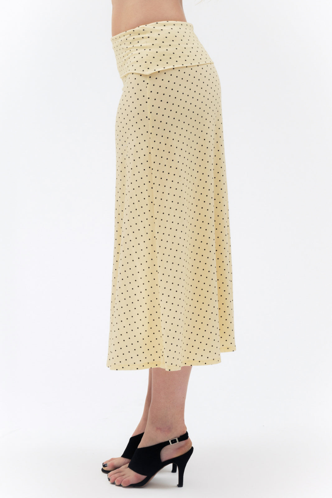 FOLDOVER FLARED MAXI SKIRT IN BUTTER