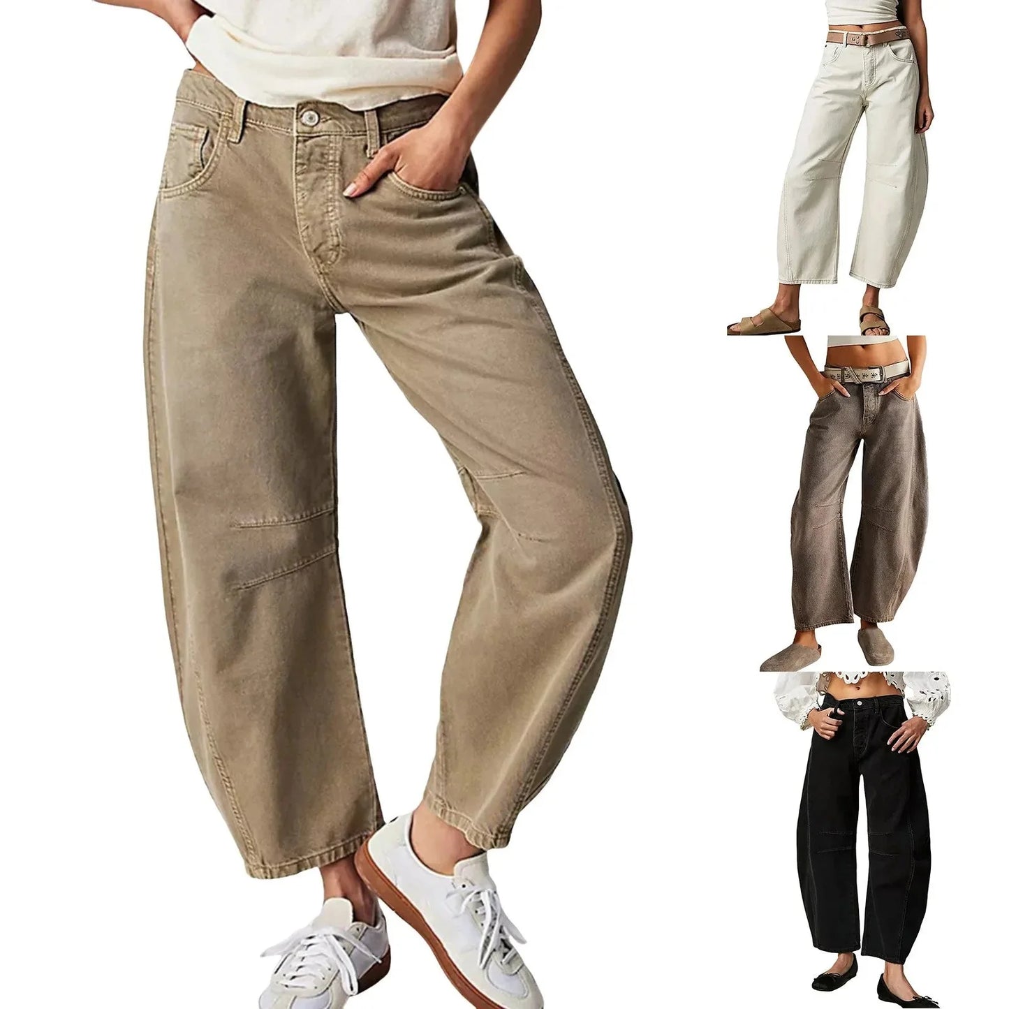 Women's Y2K Baggy Mid-Waist Wide-Leg Jeans – 90s Streetwear Vibe