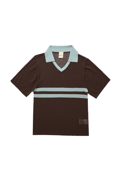 ARACI KNIT POLO TOP IN COCOA CREAM