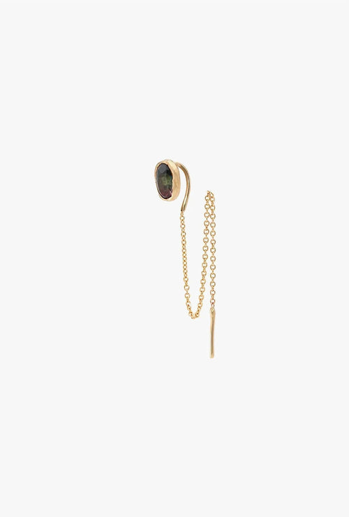 Women's Alfa Threader Earring Long With Precious Stone